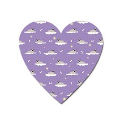 Pug Dog On A Cloud Heart Magnet by SychEva