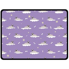 Pug Dog On A Cloud Double Sided Fleece Blanket (large)  by SychEva