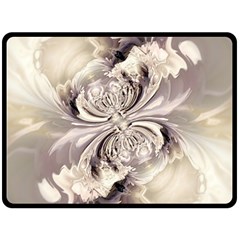 Fractal Feathers Double Sided Fleece Blanket (large)  by MRNStudios