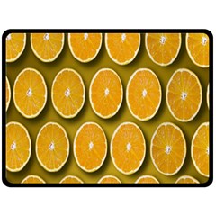 Orange Slices Cross Sections Pattern Double Sided Fleece Blanket (large)  by artworkshop
