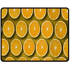 Orange Slices Cross Sections Pattern Double Sided Fleece Blanket (medium)  by artworkshop
