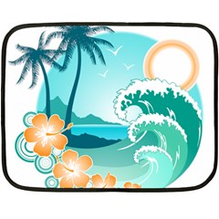 Paradise Heaven Holiday Beach Orange Ocean Double Sided Fleece Blanket (mini)  by Jancukart