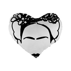 Frida Kahlo  Standard 16  Premium Flano Heart Shape Cushions by Sobalvarro