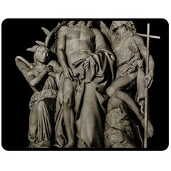 Catholic Motif Sculpture Over Black Double Sided Fleece Blanket (medium) by dflcprintsclothing