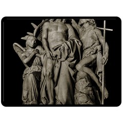 Catholic Motif Sculpture Over Black Double Sided Fleece Blanket (large) by dflcprintsclothing