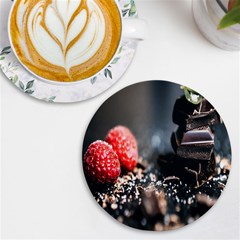 Chocolate Dark Uv Print Round Tile Coaster