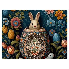Easter Bunny Rabbit Flowers Easter Happy Easter One Side Premium Plush Fleece Blanket (extra Small)