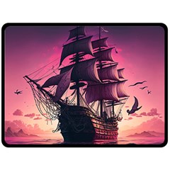 Ship Pirate Adventure Landscape Ocean Sun Heaven Two Sides Fleece Blanket (large) by Semog4
