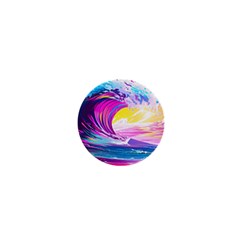 Tsunami Waves Ocean Sea Nautical Nature Water Blue Water 1  Mini Buttons by Jancukart