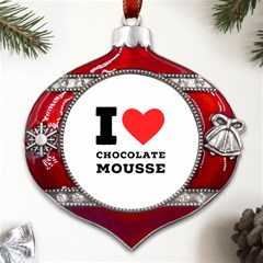 I Love Chocolate Mousse Metal Snowflake And Bell Red Ornament