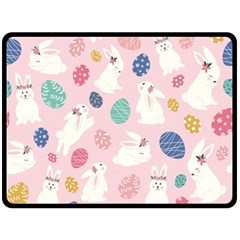 Cute Bunnies Easter Eggs Seamless Pattern Two Sides Fleece Blanket (large) by Simbadda