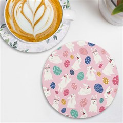 Cute Bunnies Easter Eggs Seamless Pattern Uv Print Round Tile Coaster