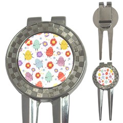 Easter Seamless Pattern With Cute Eggs Flowers 3-in-1 Golf Divots by Simbadda