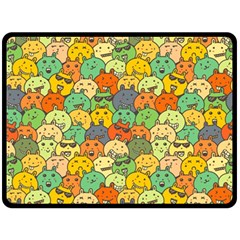 Seamless Pattern With Doodle Bunny Two Sides Fleece Blanket (large) by Simbadda