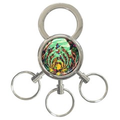 Monkey Tiger Bird Parrot Forest Jungle Style 3-ring Key Chain by Grandong