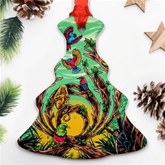 Monkey Tiger Bird Parrot Forest Jungle Style Christmas Tree Ornament (two Sides) by Grandong