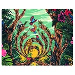 Monkey Tiger Bird Parrot Forest Jungle Style Two Sides Premium Plush Fleece Blanket (Medium) 60 x50  Blanket Back