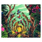 Monkey Tiger Bird Parrot Forest Jungle Style Premium Plush Fleece Blanket (Small) 50 x40  Blanket Front