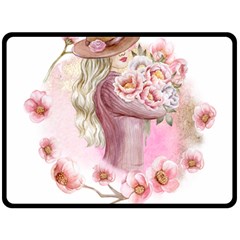 Women With Flowers Two Sides Fleece Blanket (large) by fashiontrends