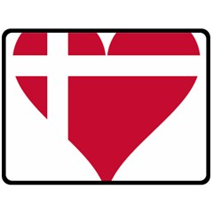 Heart-love-flag-denmark-red-cross Two Sides Fleece Blanket (large) by Bedest