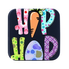 Easter Bunny Happy Easter T- Shirt Hip Hop Happy Easter T- Shirt Square Metal Box (black)