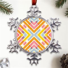 Line Pattern Cross Print Repeat Metal Large Snowflake Ornament