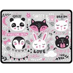 Big Set With Cute Cartoon Animals Bear Panda Bunny Penguin Cat Fox Two Sides Fleece Blanket (Large) 80 x60  Blanket Front