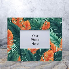 Green Tropical Leaves White Tabletop Photo Frame 4 x6 