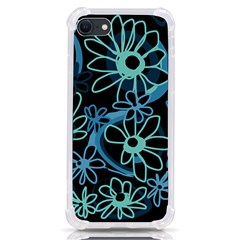Mazipoodles Love Flowers - Black Dusty Blue Duck Egg Green Iphone Se