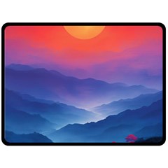 Valley Night Mountains Two Sides Fleece Blanket (large) by Cemarart