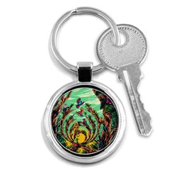 Monkey Tiger Bird Parrot Forest Jungle Style Key Chain (round) by Grandong