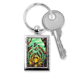 Monkey Tiger Bird Parrot Forest Jungle Style Key Chain (rectangle) by Grandong
