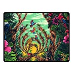 Monkey Tiger Bird Parrot Forest Jungle Style Two Sides Fleece Blanket (Small) 45 x34  Blanket Back