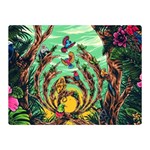 Monkey Tiger Bird Parrot Forest Jungle Style Two Sides Premium Plush Fleece Blanket (Mini) 35 x27  Blanket Back