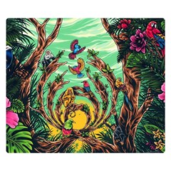 Monkey Tiger Bird Parrot Forest Jungle Style Two Sides Premium Plush Fleece Blanket (kids Size) by Grandong