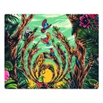 Monkey Tiger Bird Parrot Forest Jungle Style Two Sides Premium Plush Fleece Blanket (Large) 80 x60  Blanket Back