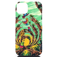 Monkey Tiger Bird Parrot Forest Jungle Style Iphone 14 Plus Black Uv Print Case by Grandong