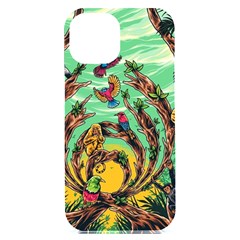 Monkey Tiger Bird Parrot Forest Jungle Style Iphone 15 Plus Black Uv Print Pc Hardshell Case