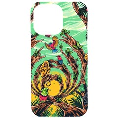 Monkey Tiger Bird Parrot Forest Jungle Style Iphone 15 Pro Max Black Uv Print Pc Hardshell Case