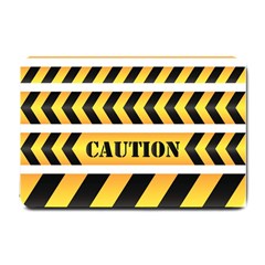 Caution Road Sign Warning Cross Danger Yellow Chevron Line Black Small Doormat by anzea