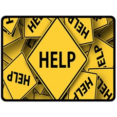 Caution Road Sign Help Cross Yellow Two Sides Fleece Blanket (large) by anzea