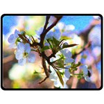 Springtime Pear Tree Blossoms Two Sides Fleece Blanket (Large) 80 x60  Blanket Front