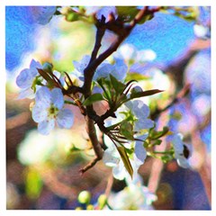 Springtime Pear Tree Blossoms Wooden Puzzle Square
