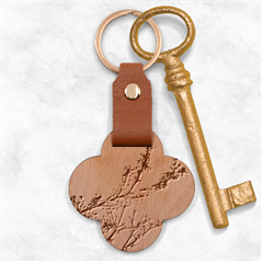 Dreamy Nature Motif Engraved Wood Key Chain