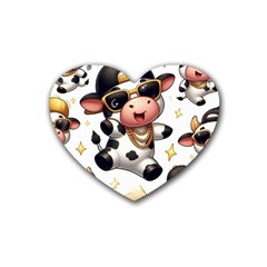 Dancing Cow Coaster Rubber Coaster (heart) by thatfashion